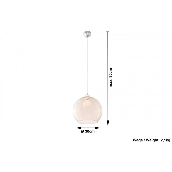Szklana lampa wisząca BALL SL.0249 Szampańska 1xE27