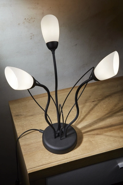 Klasyczna Lampa biurkowa GLORIOSA wys. 46cm 3xG9 14W IP20 | czarny mat