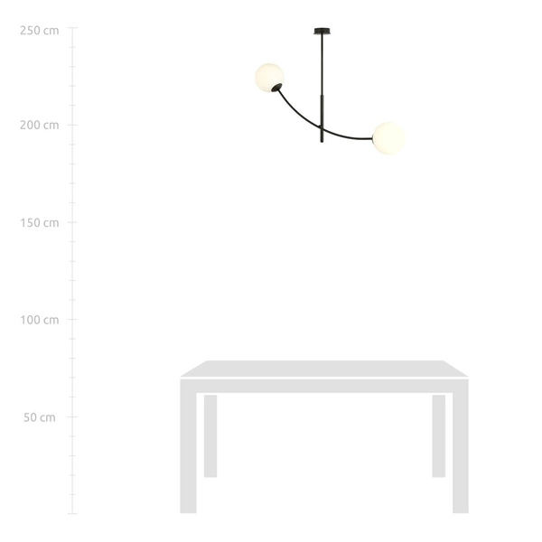 Lampa sufitowa Emibig HUNTER 2 Czarny/OPAL 1102/2