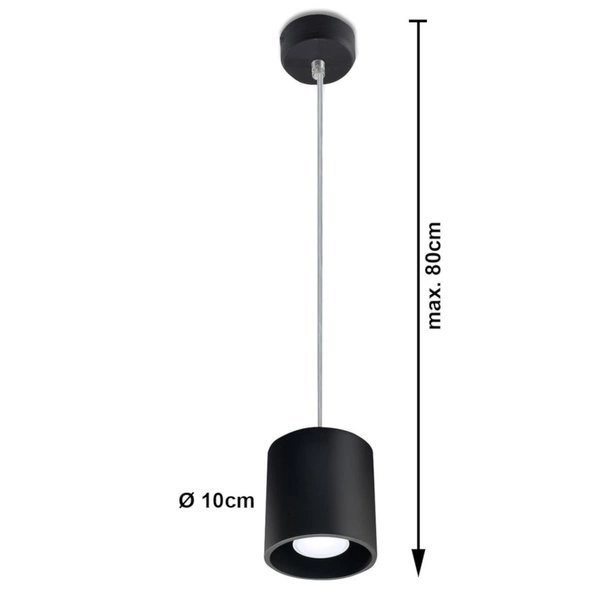 Lampa wisząca Sollux ORBIS 1 aluminium Czarna 12W LED, SL.0051