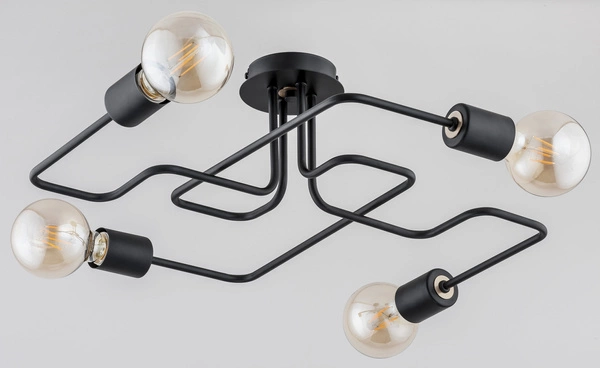 Lampa sufitowa ALFA HOOK CZARNA 4xE27 63cm | 24744