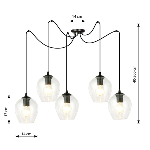 Lampa wisząca Emibig LEVEL 5 BL TRANSPARENT 756/5