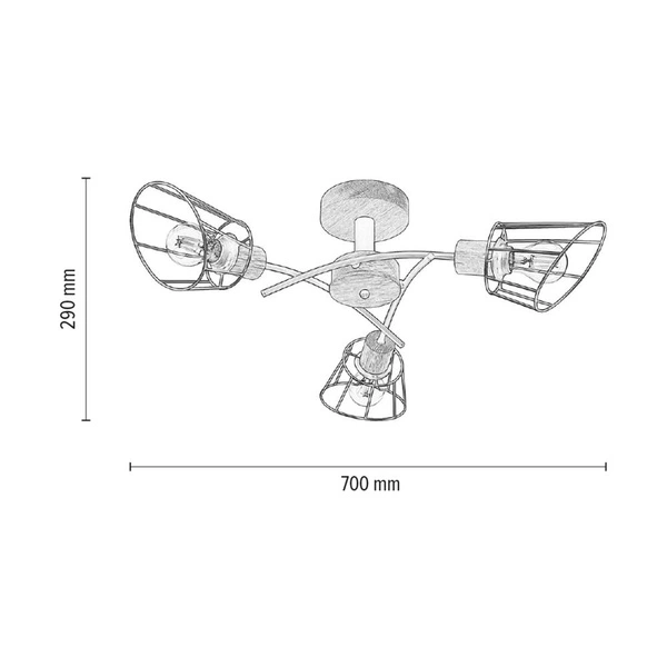 Lampa Sufitowa Linra 3xE27 Max.40W Dąb Olejowany/Czarny Metal 183989