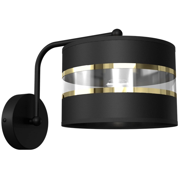 Kinkiet ULTIMO BLACK, MLP7334, czarny/transparentny/złoty, 1x60W E27