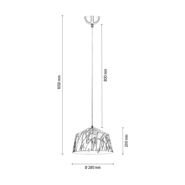 Natura Lampa Wisząca 1xE27 Max.60W Chromowany Metal/Biały Kabel PCV/Szary-Biały Metal 9802128