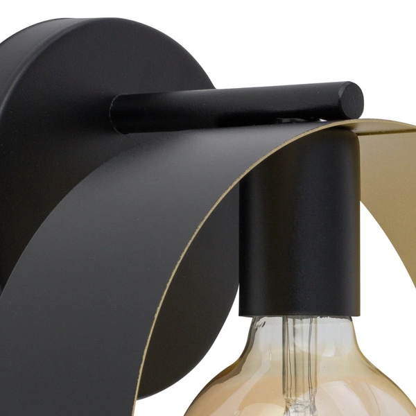 Nowoczesny kinkiet do biura i domu HAPPY E27 60W szer. 25cm | czarny złoty