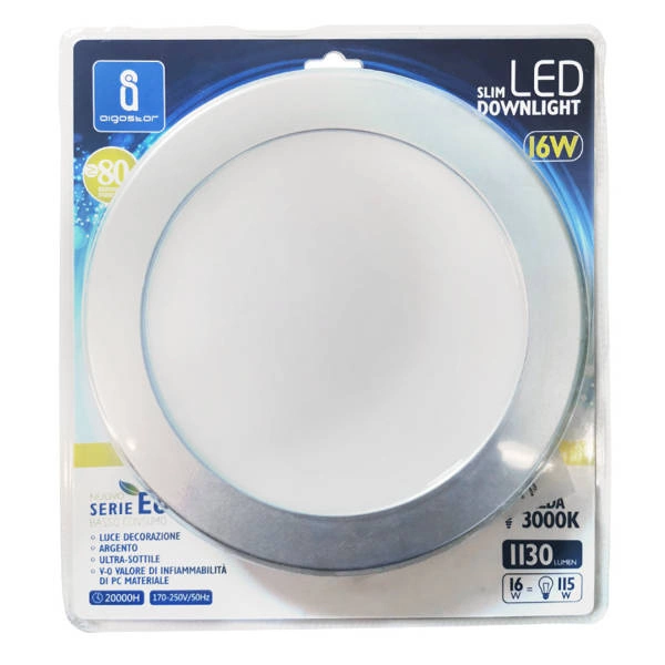 Downlight panel LED SLIM E6 16W 3000K 205mm | srebrny