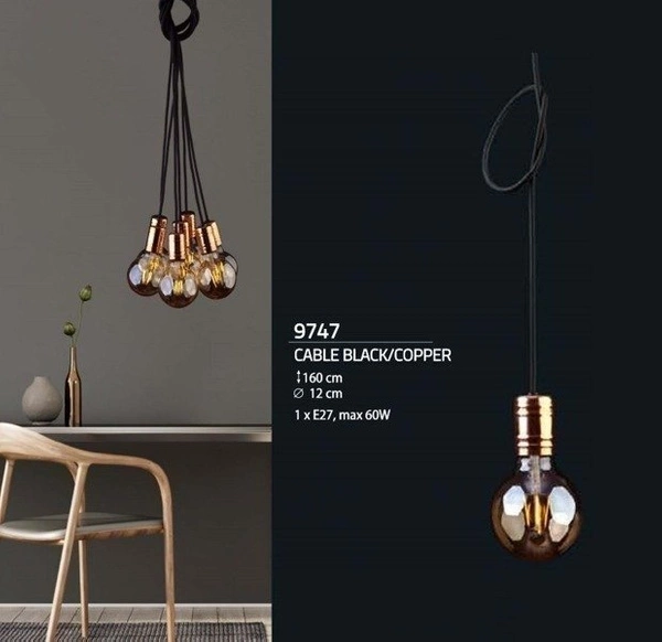 Retro zwis miedź CABLE BLACK / COPPER 160cm 9747