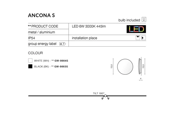 Azzardo ANCONA S WHITE 2192