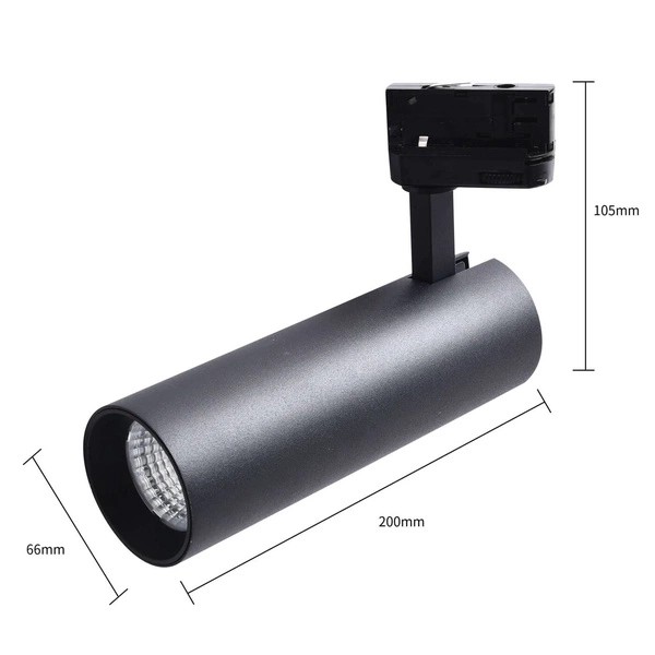 Reflektor do szynoprzewodów trójfazowych MAGNUM, czarny, 20W LED