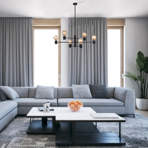 Plafon wewnętrzny loftowy RADIUS IV E27 60W wys. 77,5cm | czarny 7931