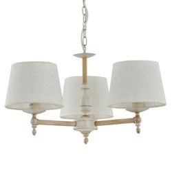 Żyrandol klasyczny z abażurami ROKSANA WHITE śr. 55cm biały antyczny/szary