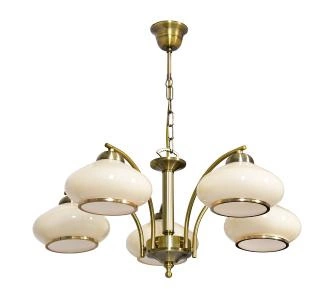 Lampa sufitowa żyrandol klasyczny AMELIA 5 punktów E27 szer. 64cm | ecru złoty