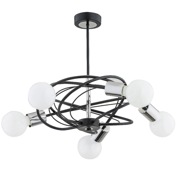 Lampa sufitowa LUER dł. 50cm 5xE27 | czarny/chrom