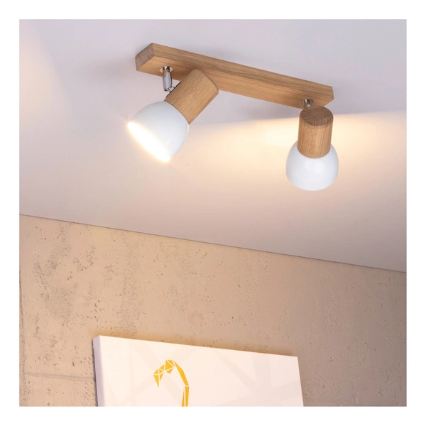 Svenda Lampa Sufitowa 2xE27 Max.60W Dąb Olejowany/Chrom/Biały 2224274