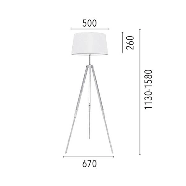 Lampa podłogowa TRIPOD drewno bukowe czarny abażur biały 6021004 6021004