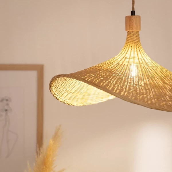 Lampa Wisząca Boho Kapelusz z Bambusa Abruzzo Isabella 40cm E27