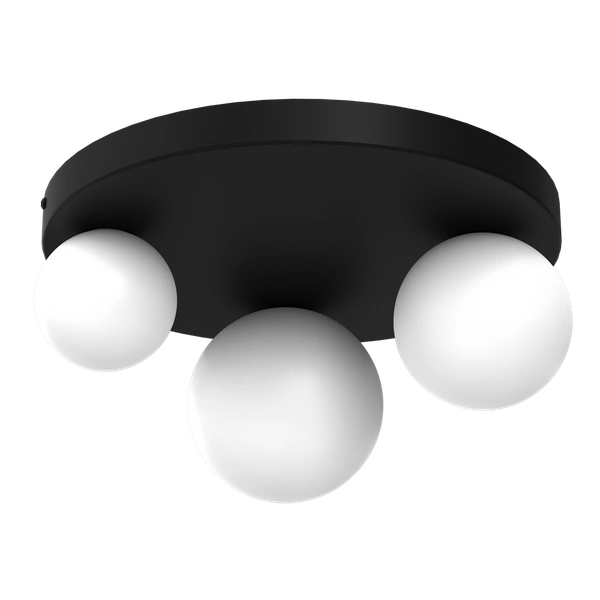 Nowoczesna lampa sufitowa BIBIONE, MLP8390, czarna z białymi kloszami, 3x25W G9
