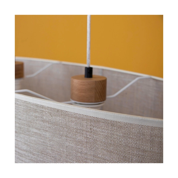 Boho Lampa Wisząca 2xE27 Max.40W Dąb Olejowany/Transparentny PVC/Beżowy 17910274