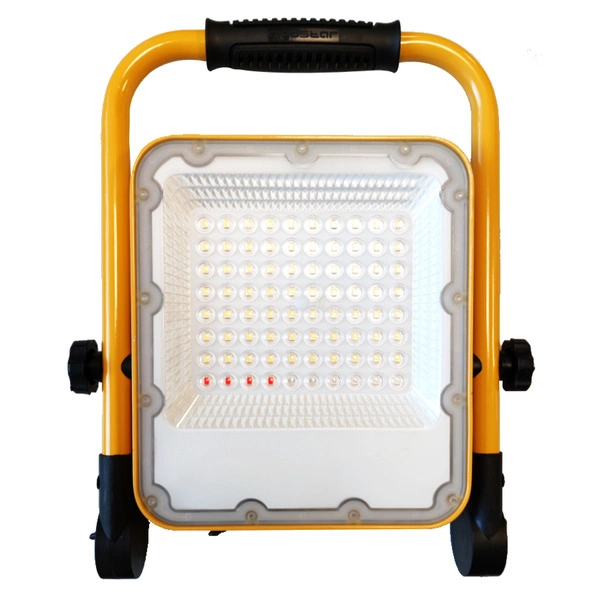 Lampa przenośna LED na budowę do warsztatu naświetlacz akumulator 50W IP65 6500K | żółty