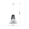 Lampa Wisząca CASCO Stal, Biała/Czarne Drewno, E27, 60 W, SL.0387