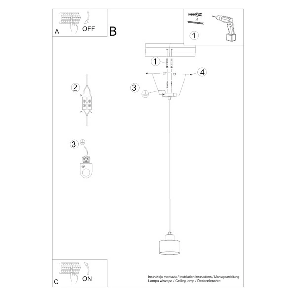 Lampa wisząca SAVAR 1, czarna, 1x60W E27, SL.1132