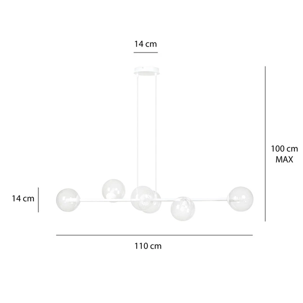 Lampa wisząca Emibig ROSSI 6 WH TRANSPARENT 877/6