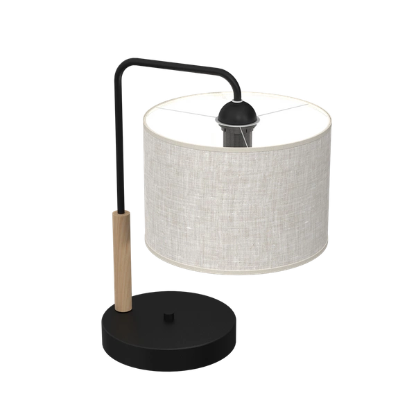 Lampa Stołowa ATLANTA, MLP7453, czarny/drewno/beżowo-szary, 1x60W E27