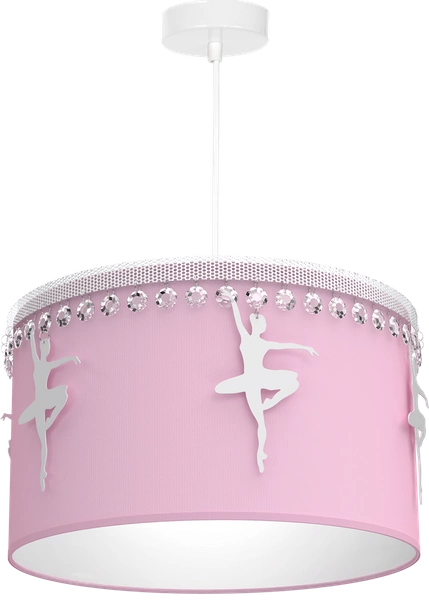 Lampa wisząca dziecięca z abażurem BALETNICA różowy śr. 37cm