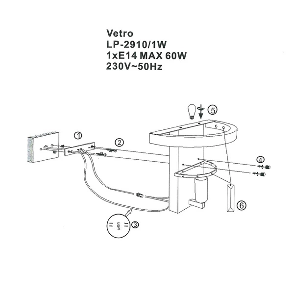 Kinkiet VETRO, chrom/transparentny, 1x40W E14