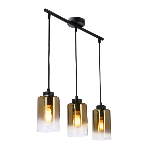 Lampa wisząca ASPRA, 33-16270, czarny/bursztynowy/transparentny, 3x60W E27