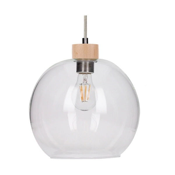 Lampa wisząca Svea 1xE27 maks. 60W drewno brzozowe/szkło przezroczyste/przezroczysty kabel PVC 13560160