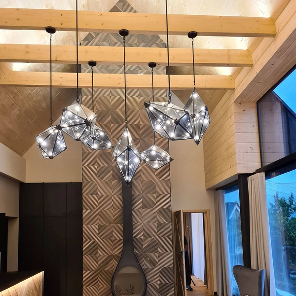 Nowoczesna lampa wisząca pozioma KONSTELACJA, 7x8W LED G9