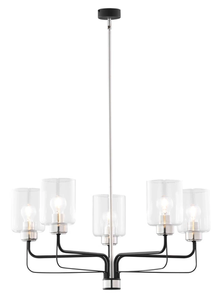 Nowoczesny Żyrandol CERES regulacja wysokości 5xE27 15W IP20 | Czarny