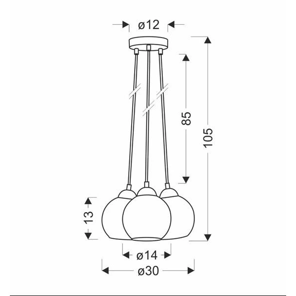 Lampa wisząca NUBIA, 33-16416, czarny/złoty/transparentny, 3x60W E27