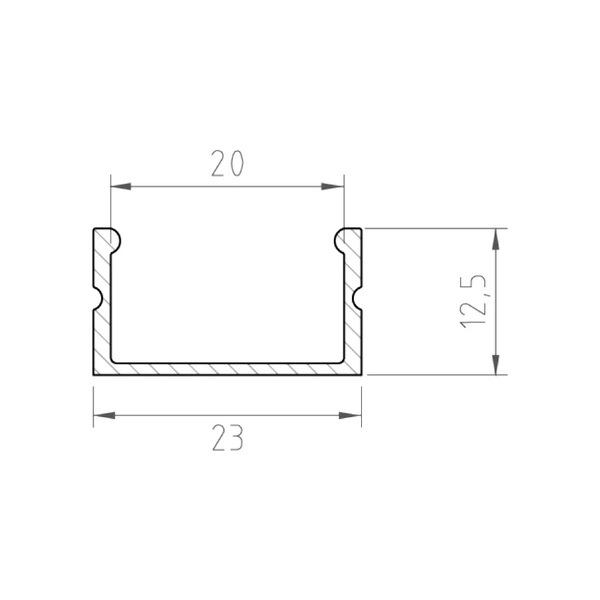 Profil LED P13-2 200cm szer. 20mm | do osłonek C15 | biały