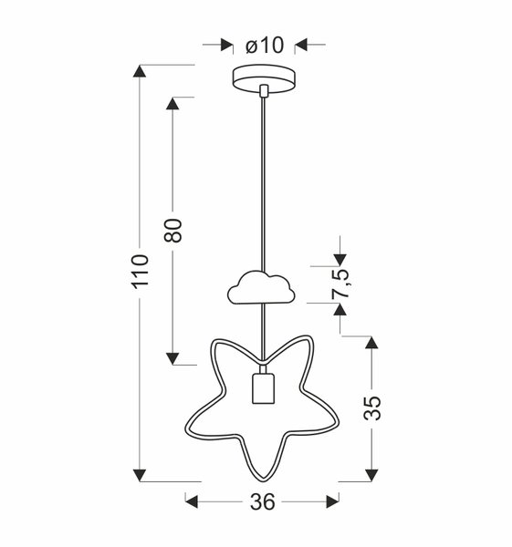 STAR C LAMPA WISZĄCA 1X20W E27 IQ KIDS CZARNY+BIAŁY