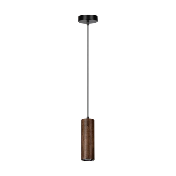 Lampa wisząca Pipe 1xGU10 LED Max.5W Drewno bukowe z orzecha włoskiego/Czarny metal/Czarny kabel PCV 1559104