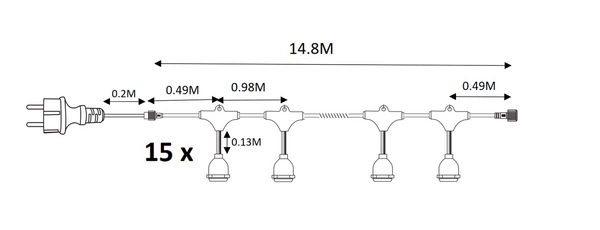 Girlanda 15 metrów, biała (bez żarówek), EKO9889
