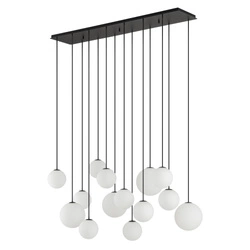 Lampa wisząca SNOWBALL XIV wys.130cm dług.100cm szer.34cm 14xG9 IP20 | Czarny/Biały