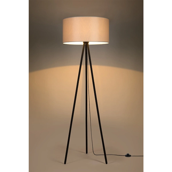 Lampa podłogowa Dove 1xE27 maks. 40W Czarny metal/czarny kabel PCV/szary klosz z tkaniny 15112004