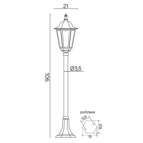 Lampa stojąca zewnętrzna 106cm RETRO MIDI K 5002/2 M | czarny