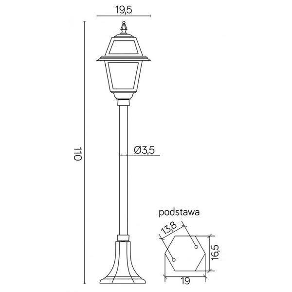 Zewnętrzna lampa stojąca 110cm Witraż K 5002/2 N | czarny