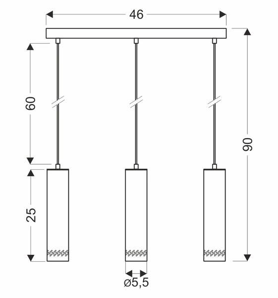 Lampa wisząca TUBO, 33-79138, czarny/drewno, 3x25W GU10