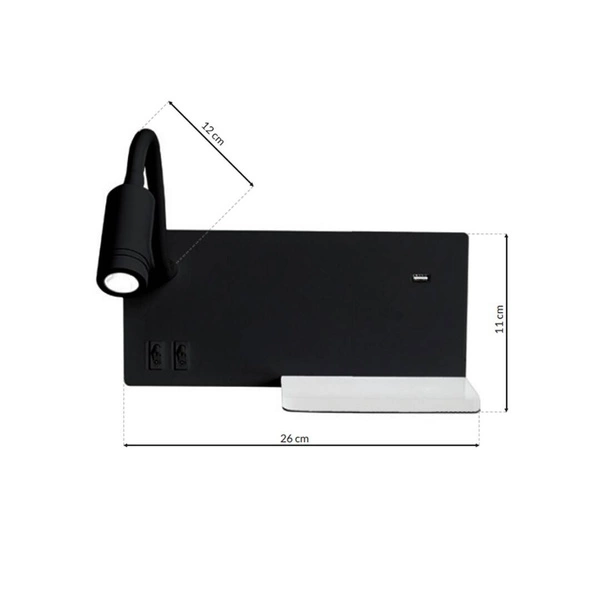 Lampa nocna z półką SHELF BLACK LED 4W+5W+2W ML6344