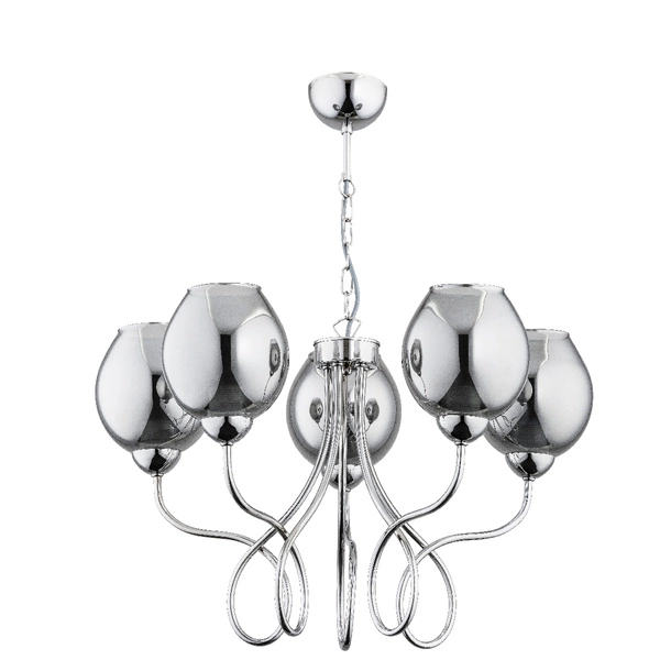 Lampa wisząca do salonu FIOLA 5x E27 wys. 75cm | chrom