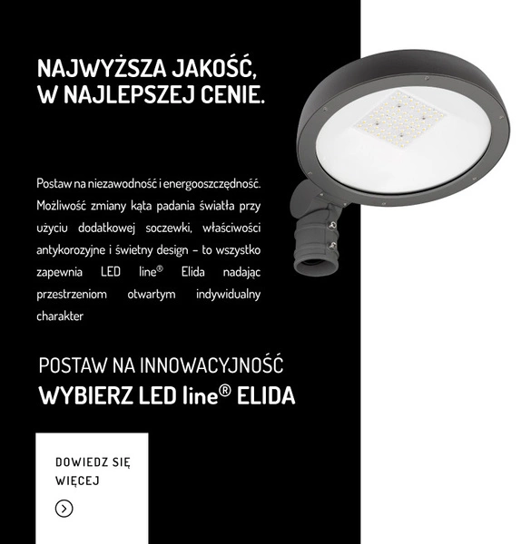 Oprawa uliczna na słupek LED ELIDA 40W 4000K neutralna IP65 | grafitowy