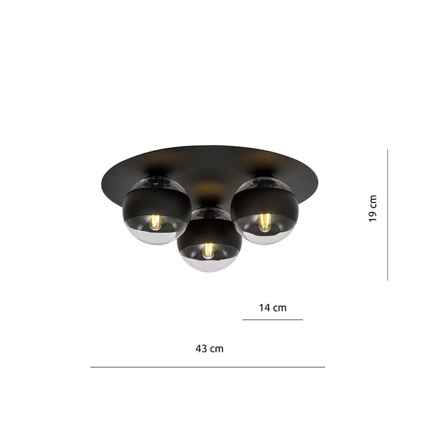 Lampa sufitowa Emibig SOLAR 3 Czarny/STRIPE 1129/3