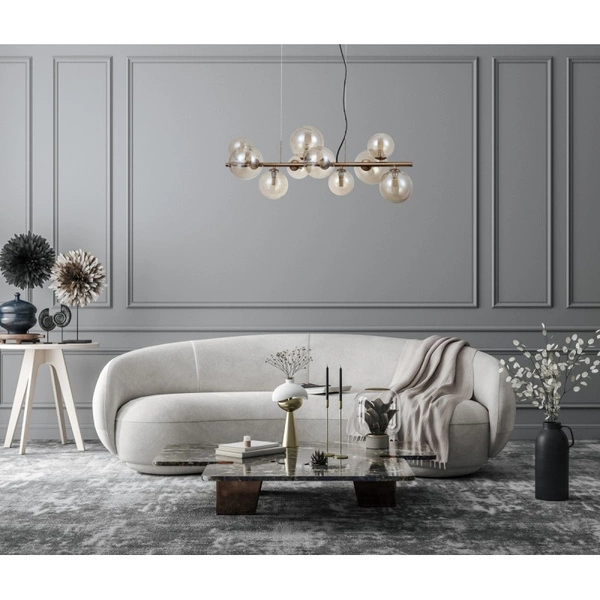 Lampa wisząca Canello dł. 86cm 10xG9 | mosiądz/miodowy