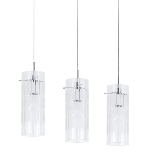 Lampa wisząca MAX dł. 54cm 3xE27 | chrom/transparentny/matowy